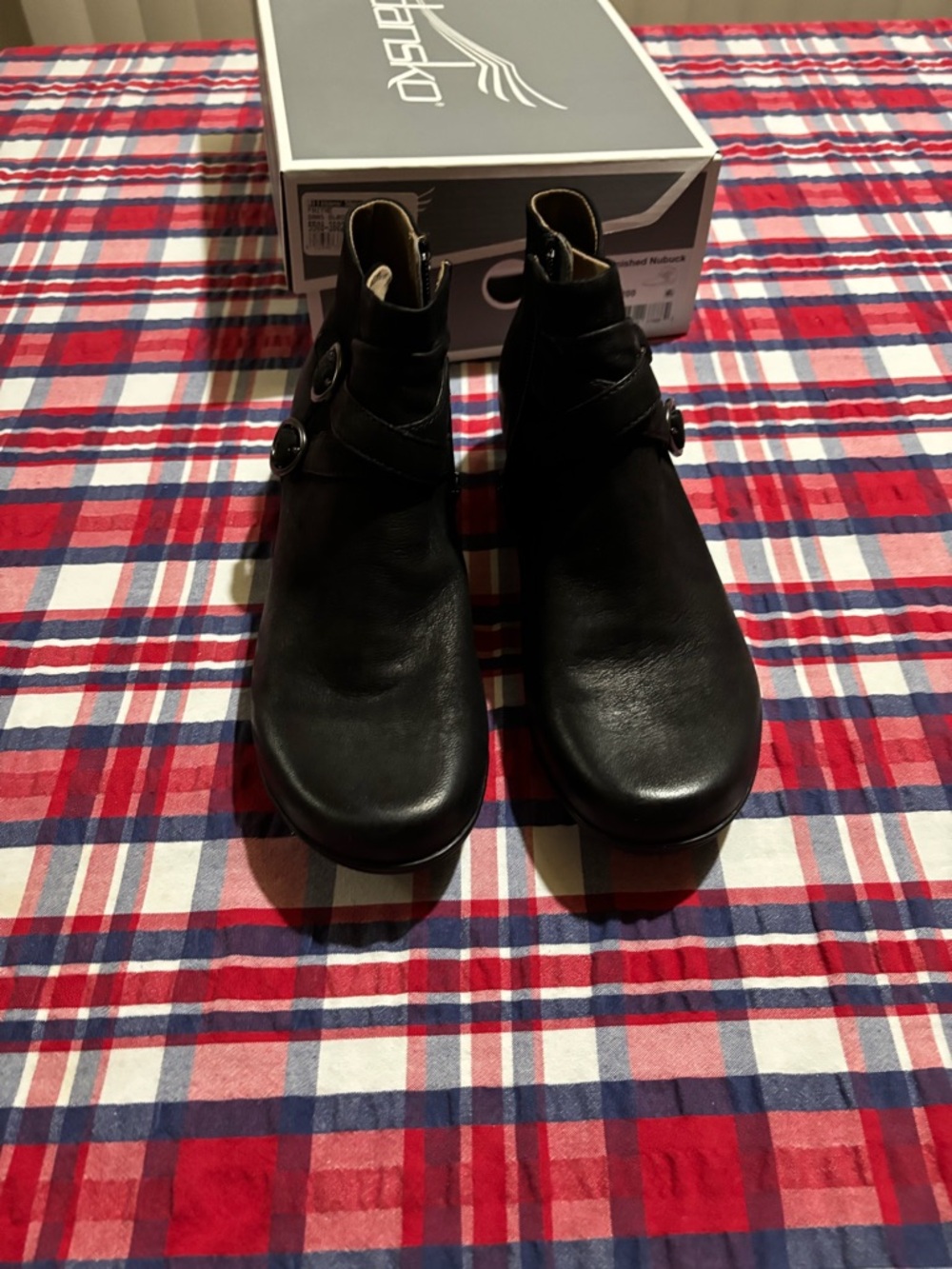dansko black Leather Ankle Boots with Buckle Detail